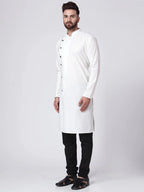 Jompers Men's White Solid Kurta Only
