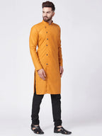 Jompers Men's Yellow Solid Kurta Only