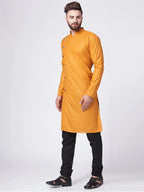 Jompers Men's Yellow Solid Kurta Only