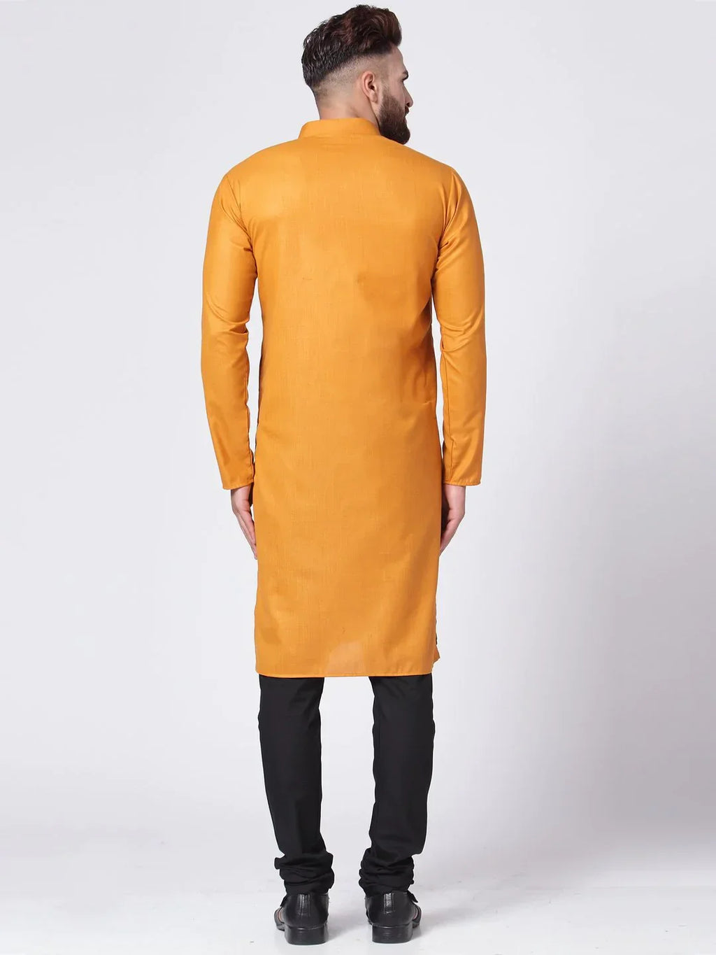 Jompers Men's Yellow Solid Kurta Only