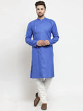 Jompers Men's Royal-Blue Solid Kurta Only