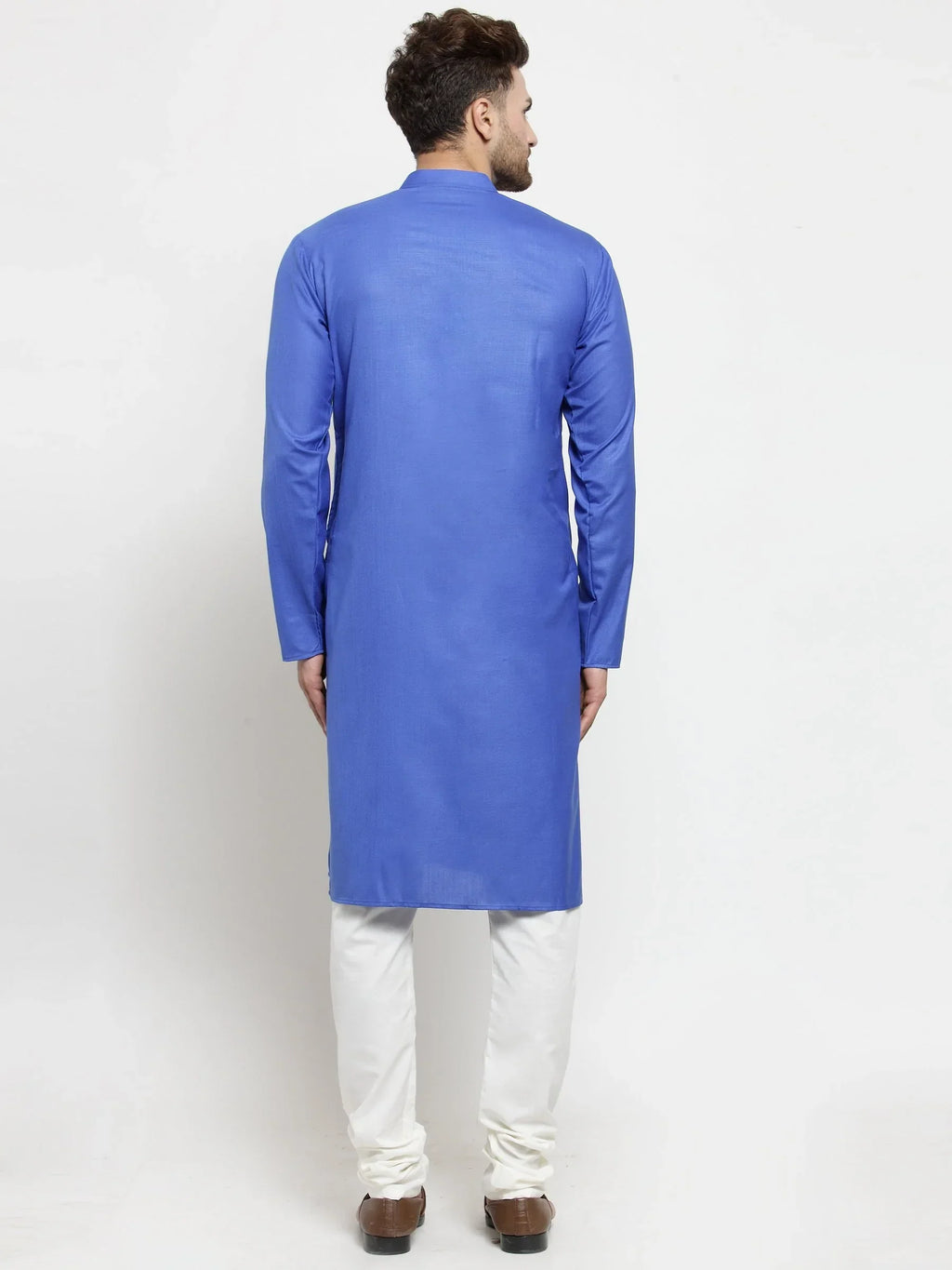 Jompers Men's Royal-Blue Solid Kurta Only