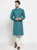 Jompers Men's Green Solid Kurta Only