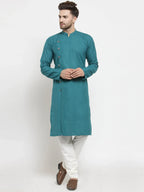 Jompers Men's Green Solid Kurta Only
