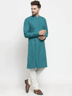 Jompers Men's Green Solid Kurta Only