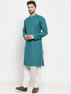 Jompers Men's Green Solid Kurta Only