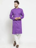 Jompers Men's Purple Solid Kurta Only