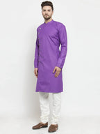 Jompers Men's Purple Solid Kurta Only