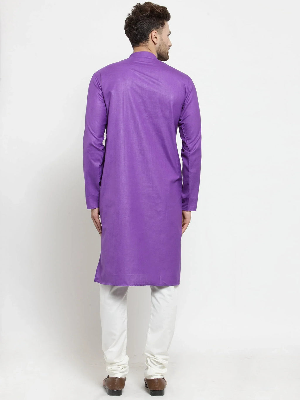 Jompers Men's Purple Solid Kurta Only