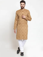 Jompers Men's Brown Printed Kurta Only