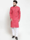 Jompers Men's Peach Printed Kurta Only