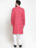 Jompers Men's Peach Printed Kurta Only