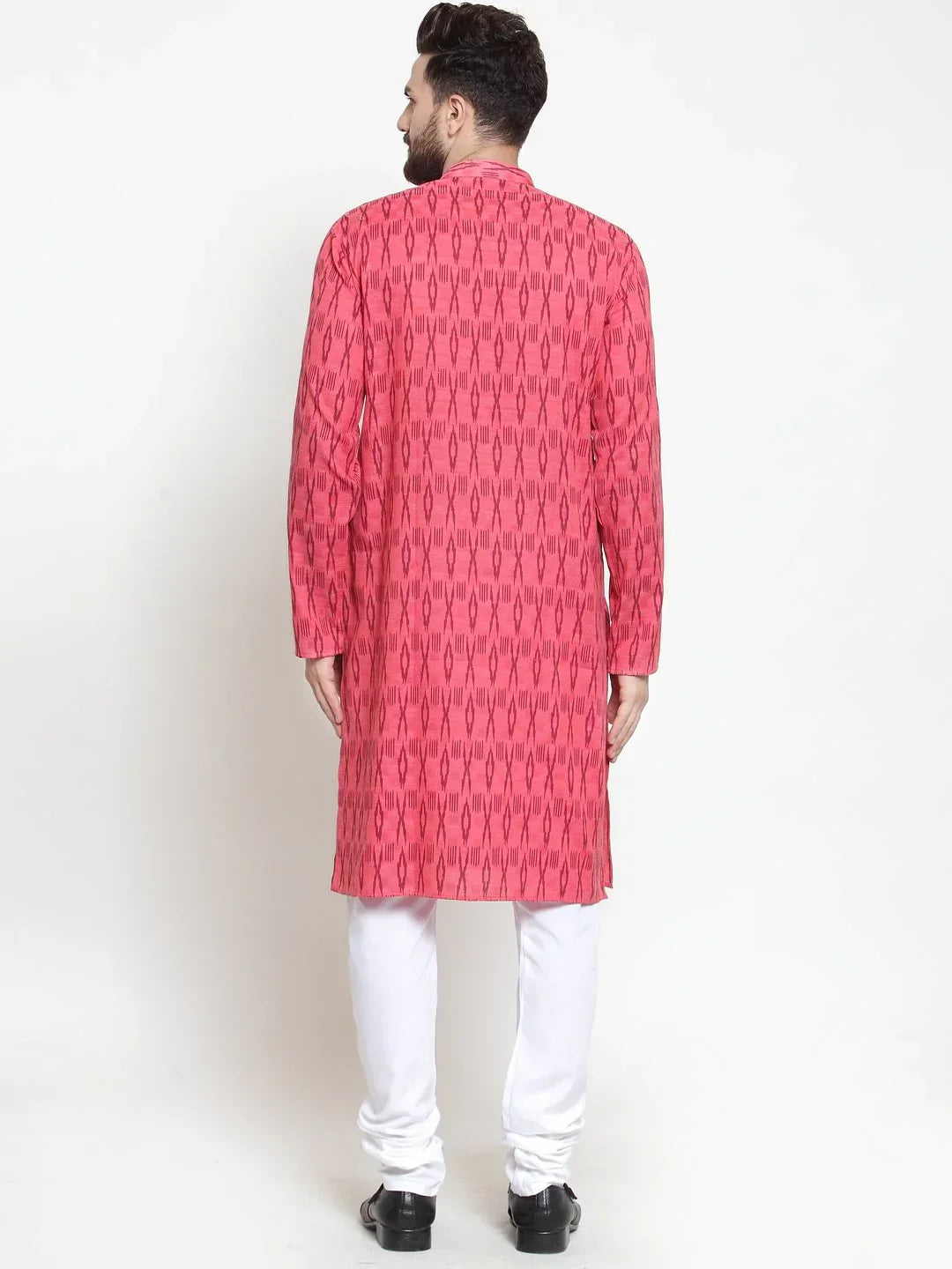 Jompers Men's Peach Printed Kurta Only