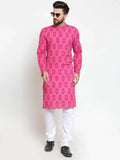 Jompers Men's Pink Printed Kurta Only