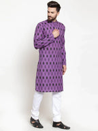 Jompers Men's Purple Printed Kurta Only