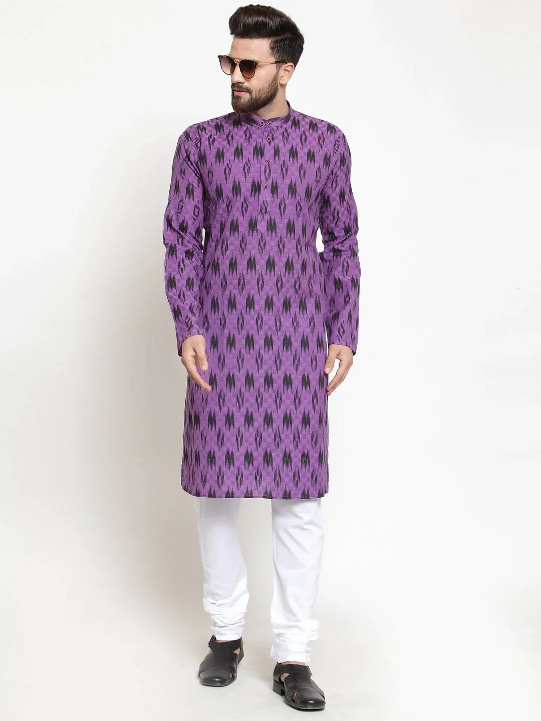 Jompers Men's Purple Printed Kurta Only