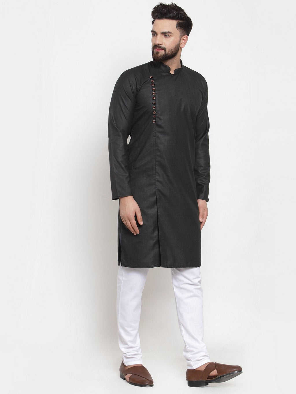 Jompers Men Black Solid Kurta with Churidar - Distacart
