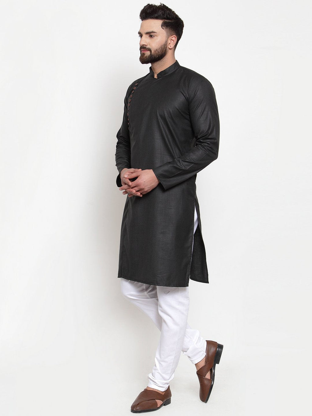 Jompers Men Black Solid Kurta with Churidar - Distacart