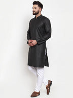 Jompers Men Black Solid Kurta with Churidar - Distacart