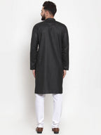 Jompers Men Black Solid Kurta Only - Distacart