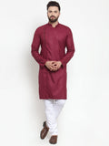 Jompers Men Maroon Solid Kurta with Churidar - Distacart