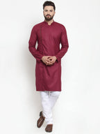 Jompers Men Maroon Solid Kurta Only - Distacart