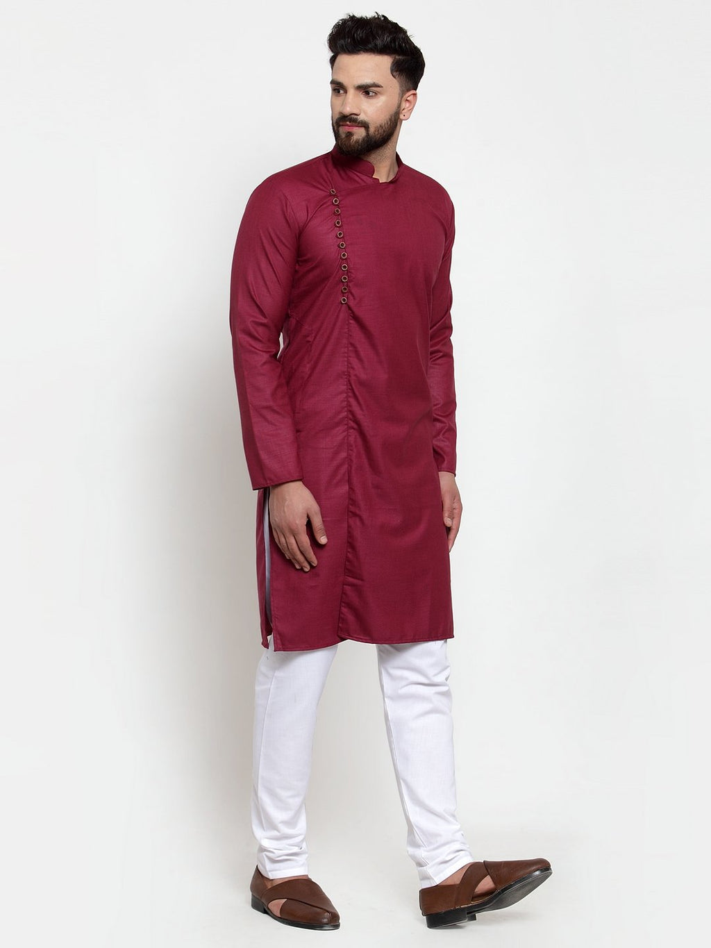 Jompers Men Maroon Solid Kurta Only - Distacart