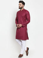 Jompers Men Maroon Solid Kurta Only - Distacart