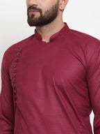 Jompers Men Maroon Solid Kurta Only - Distacart