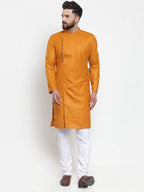 Jompers Men Mustard Solid Kurta with Churidar - Distacart