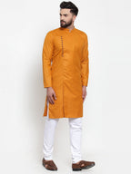 Jompers Men Mustard Solid Kurta Only - Distacart
