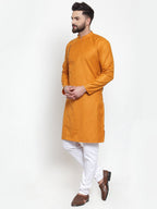 Jompers Men Mustard Solid Kurta Only - Distacart