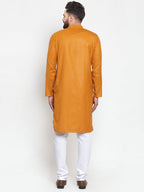 Jompers Men Mustard Solid Kurta with Churidar - Distacart