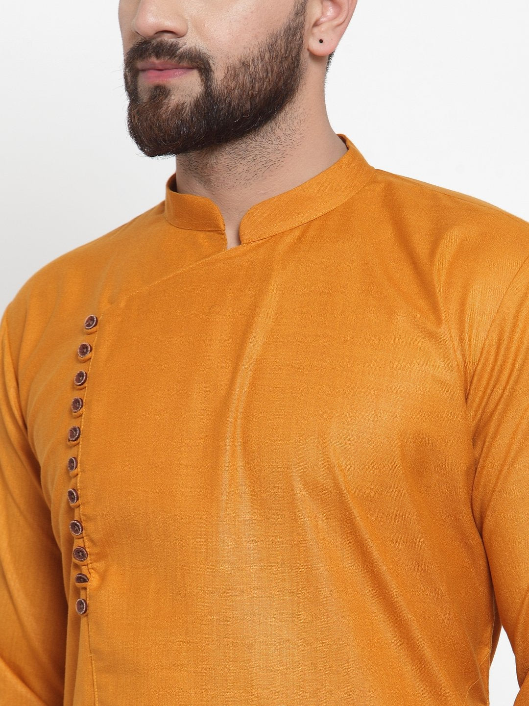 Jompers Men Mustard Solid Kurta Only - Distacart