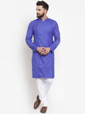 Jompers Men Royal-Blue Solid Kurta with Churidar - Distacart
