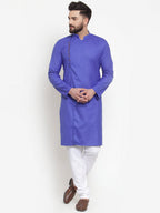 Jompers Men Royal-Blue Solid Kurta with Churidar - Distacart