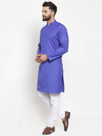 Jompers Men Royal-Blue Solid Kurta with Churidar - Distacart