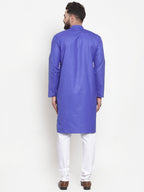 Jompers Men Royal-Blue Solid Kurta Only - Distacart