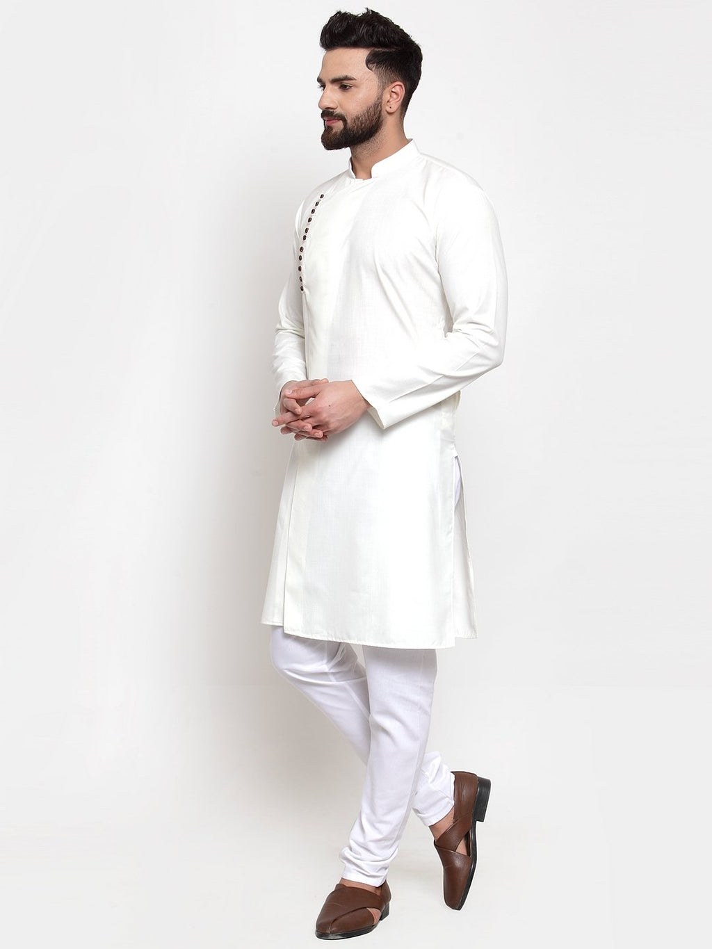 Jompers Men White Solid Kurta with Churidar - Distacart