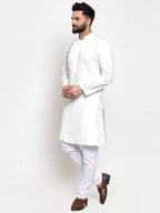Jompers Men White Solid Kurta with Churidar - Distacart