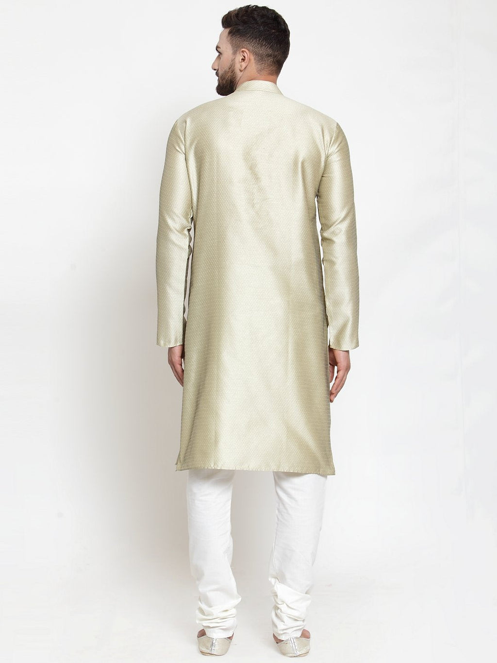 Jompers Men Beige & White Self Design Kurta Only - Distacart