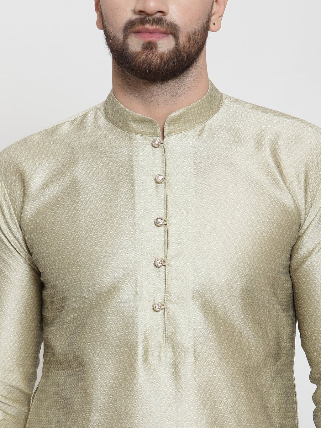 Jompers Men Beige & White Self Design Kurta Only - Distacart
