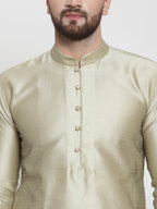 Jompers Men Beige & White Self Design Kurta Only - Distacart