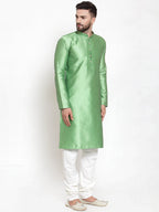 Jompers Men Green & White Self Design Kurta with Churidar - Distacart