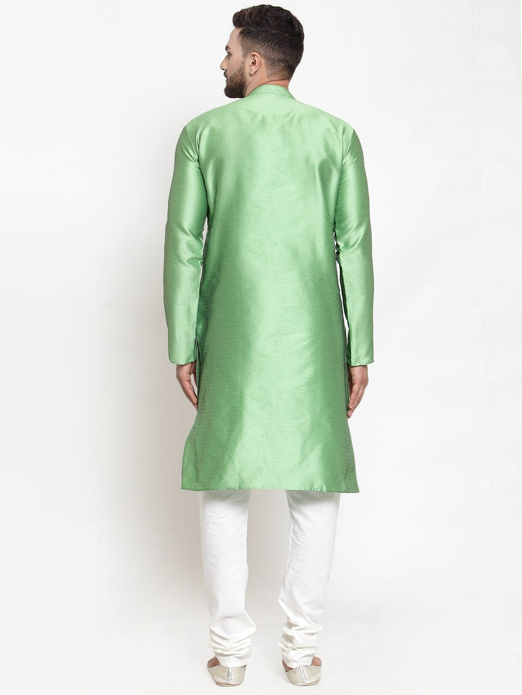Jompers Men Green & White Self Design Kurta with Churidar - Distacart