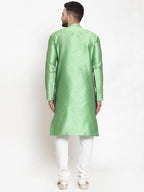 Jompers Men Green & White Self Design Kurta with Churidar - Distacart