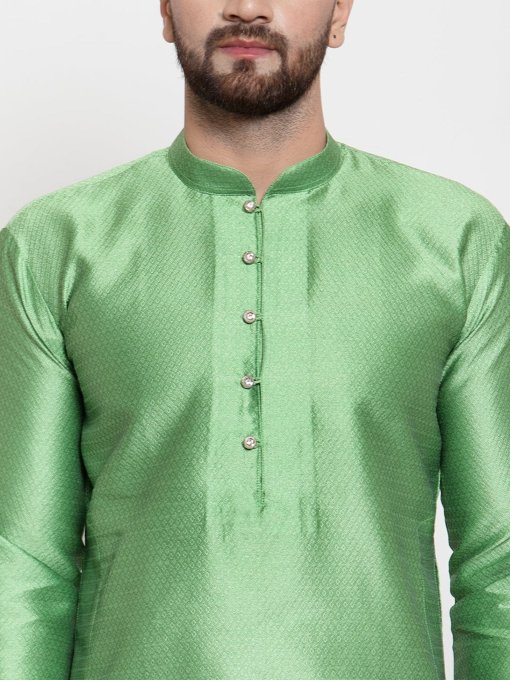 Jompers Men Green & White Self Design Kurta Only - Distacart