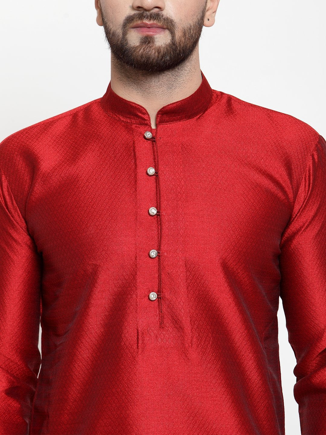 Jompers Men Maroon & White Self Design Kurta Only - Distacart