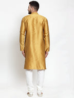 Jompers Men Mustard & White Self Design Kurta Only - Distacart