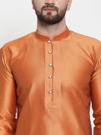 Jompers Men Orange & White Self Design Kurta Only - Distacart